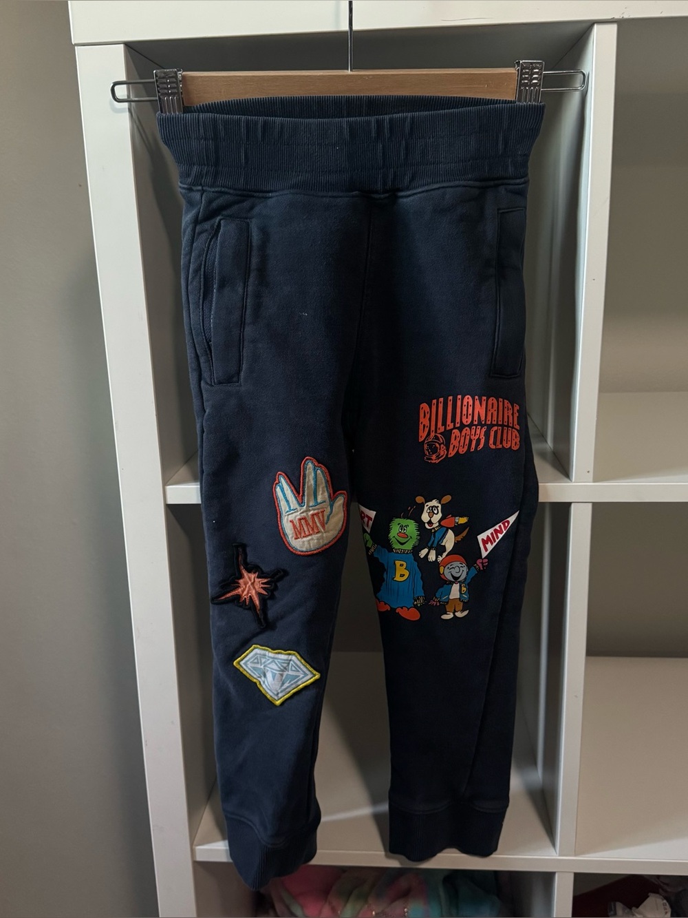 Billionaire boys club size 4 sweatpants with patchwork
